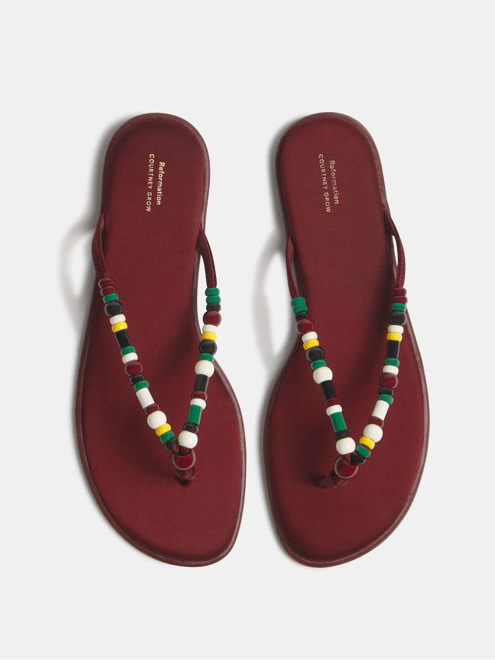 Geffen Sandal Reformation x Courtney Grow Satin Beaded Burgundy Size 8